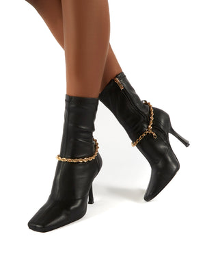 black chain ankle boots