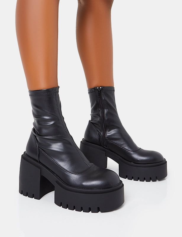 Public desire empire off white patent block heeled ankle on sale boots