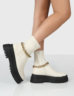 cream chunky platform boots