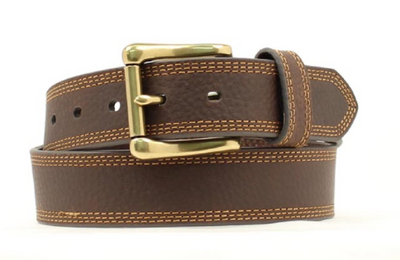 Ariat Tapered Double Stitch Oval Concho Brown Belt