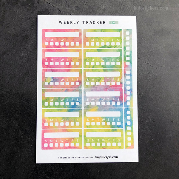 Weekly Tracker 01 – Monday or Sunday start – 20 colours