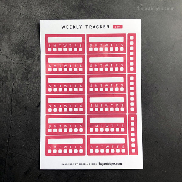 Weekly Tracker 01 – Monday or Sunday start – 20 colours