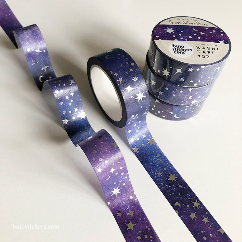 Washi tape 103 • Holo foil Sacred Geometry Blue • 20 mm x 10 m –  bujostickers