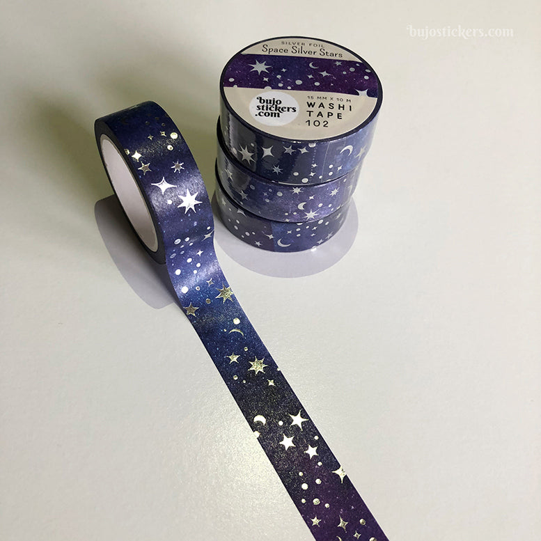 Holographic Foil Celestial Washi Tape  Stars, Moon, Sun, – jadehollydesign