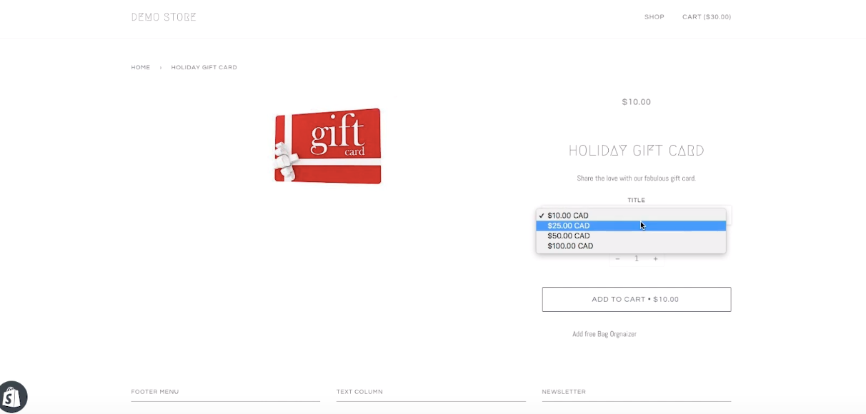 How to Set Up a Gift Card in Shopify Sunbowl