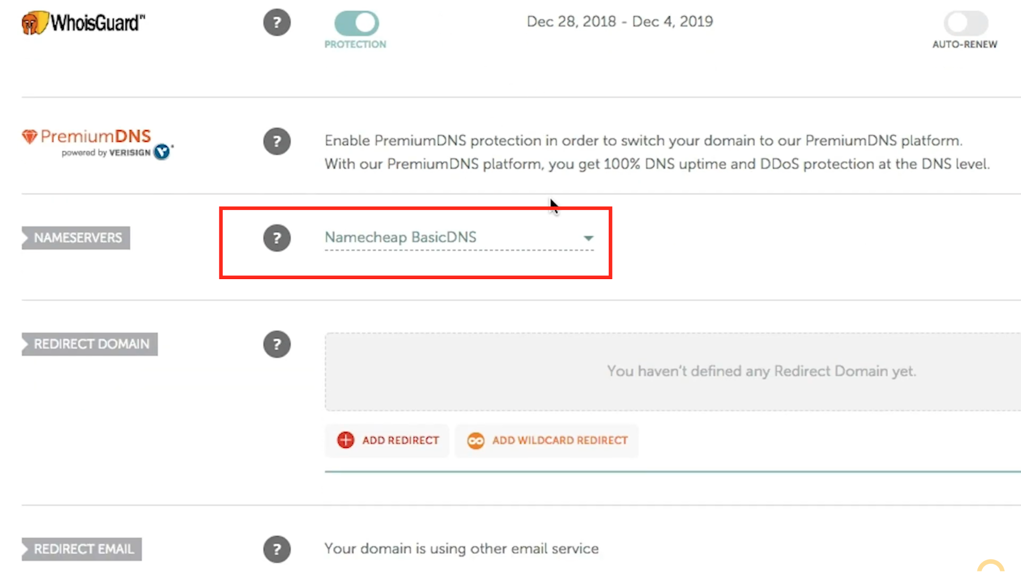 When buying the domain select Namecheap BasicDNS for the nameserver