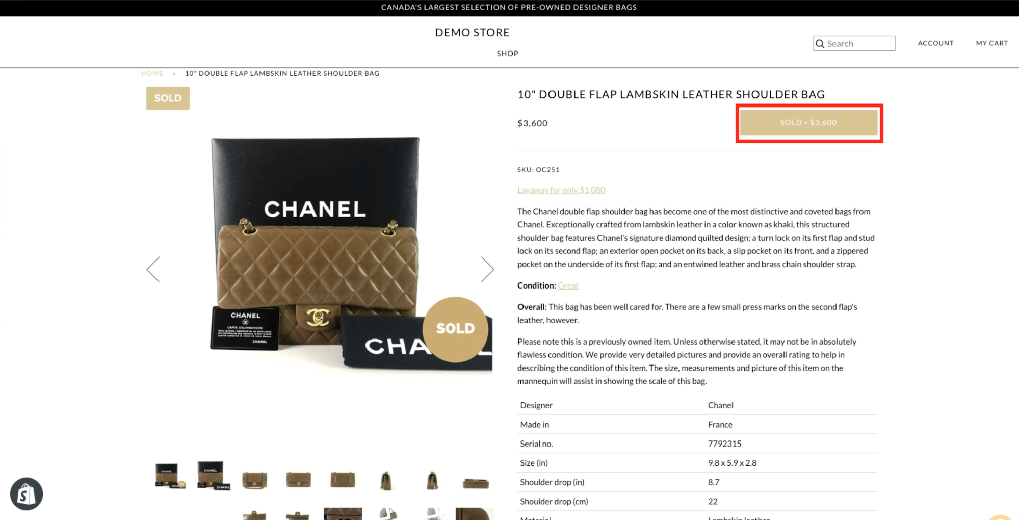 Merchant is displaying the Shopify product variant that has the price coded into the buy button.