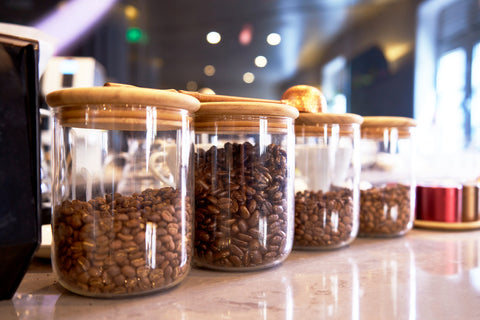 Airtight Coffee Storage Containers, Glass With Wooden Top