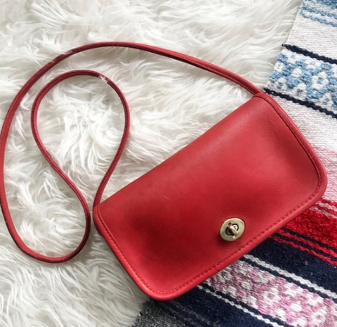 Red & Burgundy Leather Coach Handbag – Up Higher Apparel