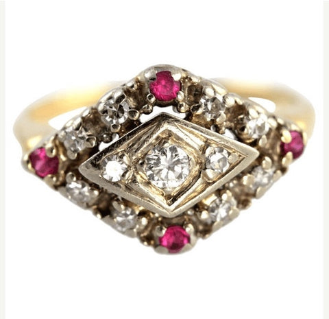 antique fashion jewelry diamond ruby ring