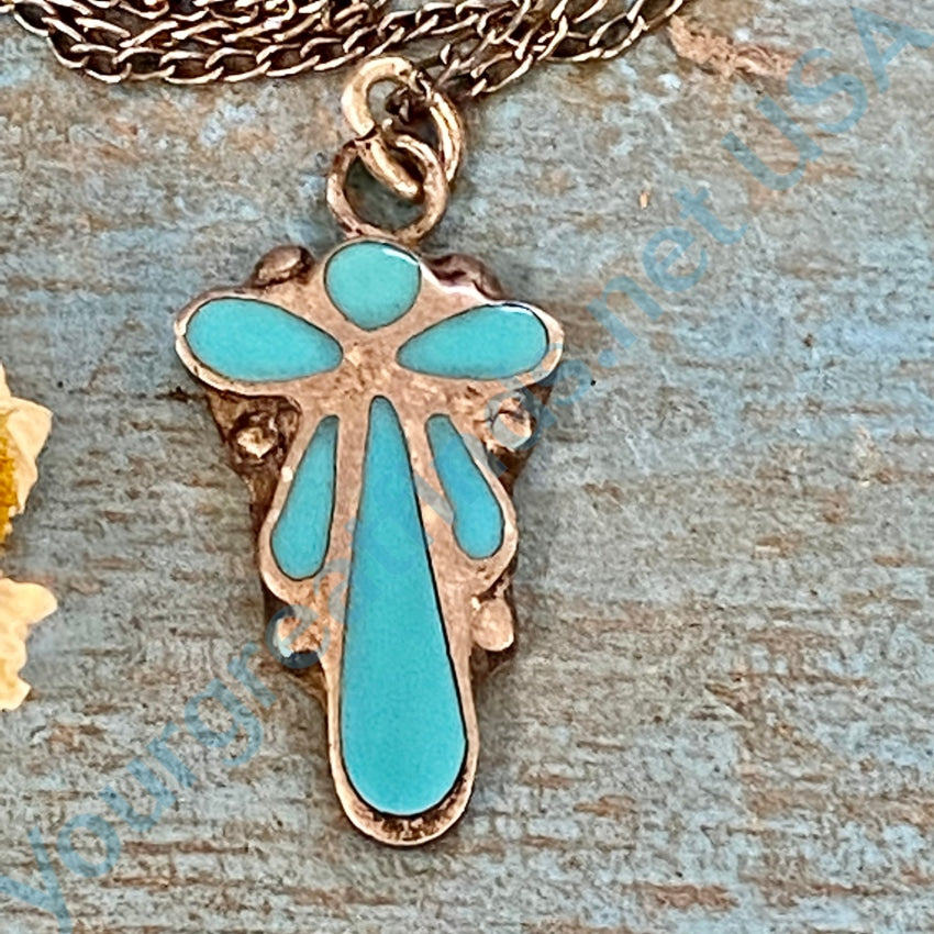 Navajo Bell Trading Post Turquoise Sterling Cross Necklace - Yourgreatfinds