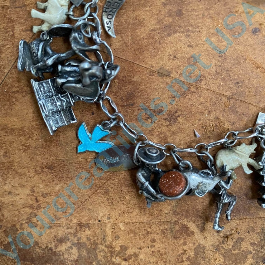 Vintage Sterling Silver 17 Charm Bracelet - Yourgreatfinds