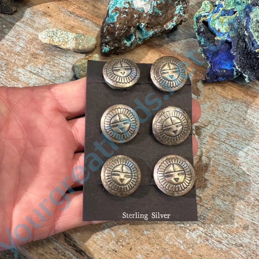 Set 6 Silver Buttons Made from Indian Head Nickels