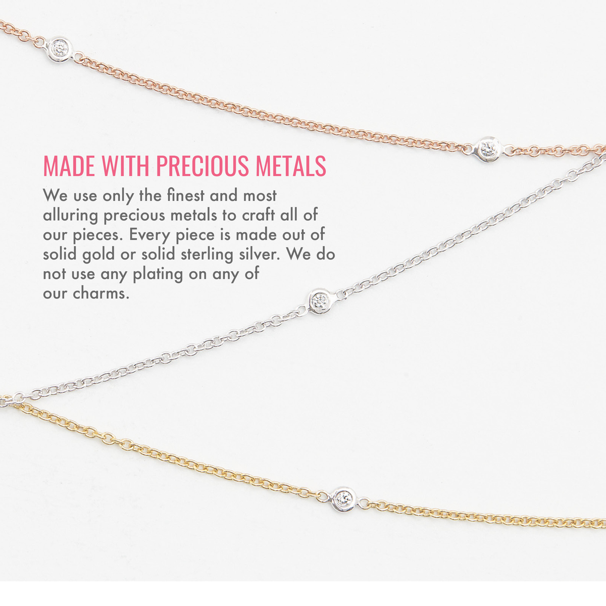 Diamond Chain | Diamond Necklace Chain | Gold Chain with Diamonds 14K Pink Gold / 20in by Helen Ficalora