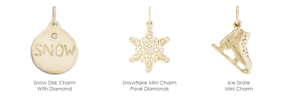 Helen's Snowflake Mini Charm Pavé Diamonds lovingly crafted in New York. Made With Solid 14k Gold. Size 12.8mm x 10.8mm. Gift Wrapped. Free Express Shipping.   