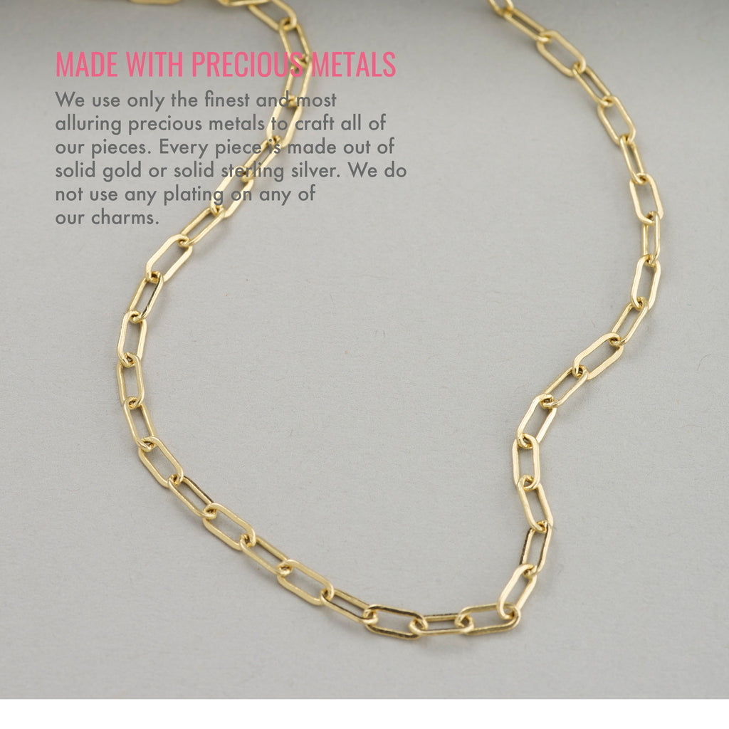 14K Yellow Gold Hollow Rolled Paper Clip Chain with Charms 2, Morris  Jewelry