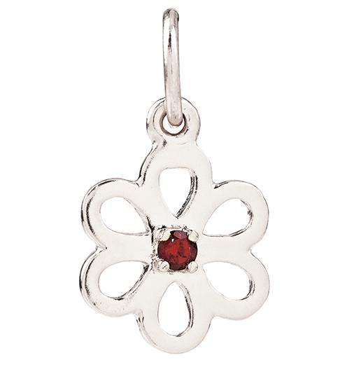 Birth Jewel Flower Charm With Garnet