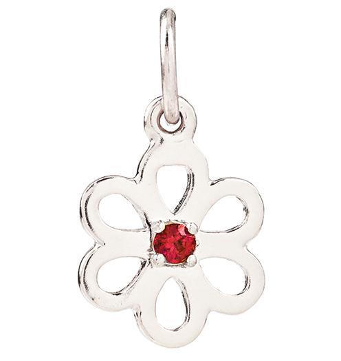 Birth Jewel Flower Charm With Ruby