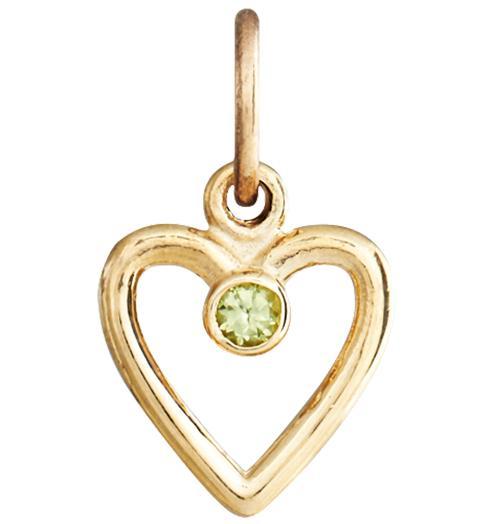 Birth Jewel Heart Charm With Peridot