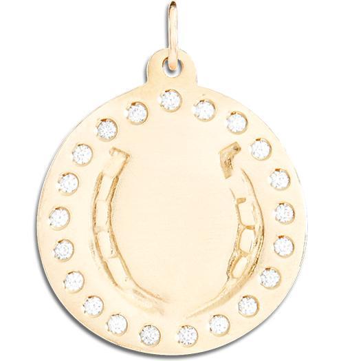 Large Horseshoe Disk Charm Pave Diamonds