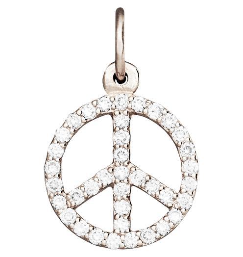 Peace Sign Mini Charm Pav茅 Diamonds