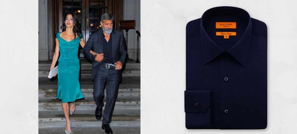 Ganton Navy shirt with similar shirt worn by George Clooney