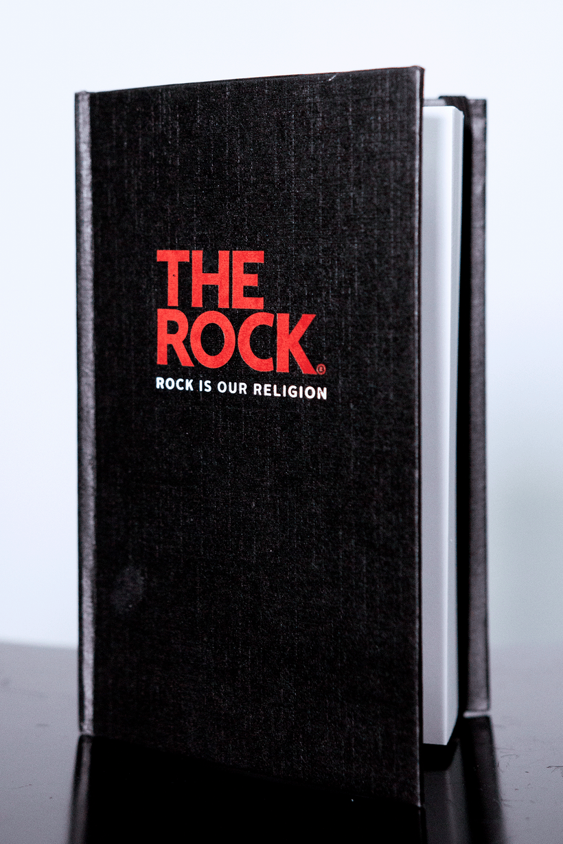 ROCK IS OUR RELIGION BIBLE HIP FLASK