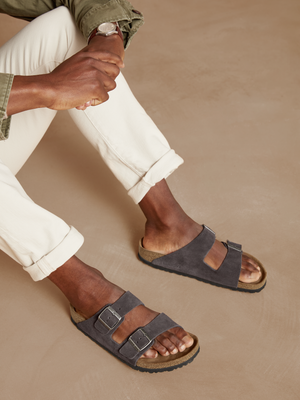 Birkenstock Arizona Soft Footbed Taupe Suede in Grey for Men