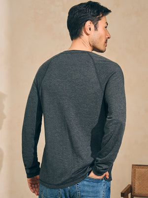 Cloud Cotton Long-Sleeve Henley - Charcoal Heather | Faherty Brand