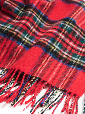 Irish Wool Scarf Short Red Royal Stewart Tartan - John Hanly & Co