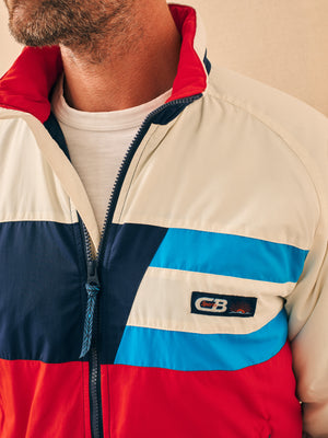 CB Sports Double Stripe Bomber - Acadian White CB Red | Faherty Brand