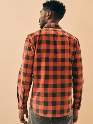 Stretch Corduroy Work Shirt - Cherry Charcoal Buffalo | Faherty Brand