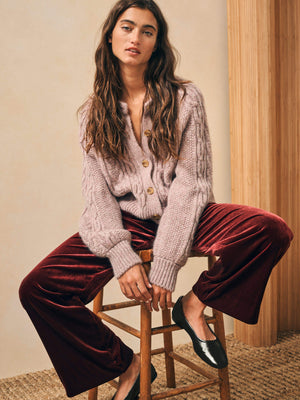 Velvet-trimmed stretch-silk satin pants