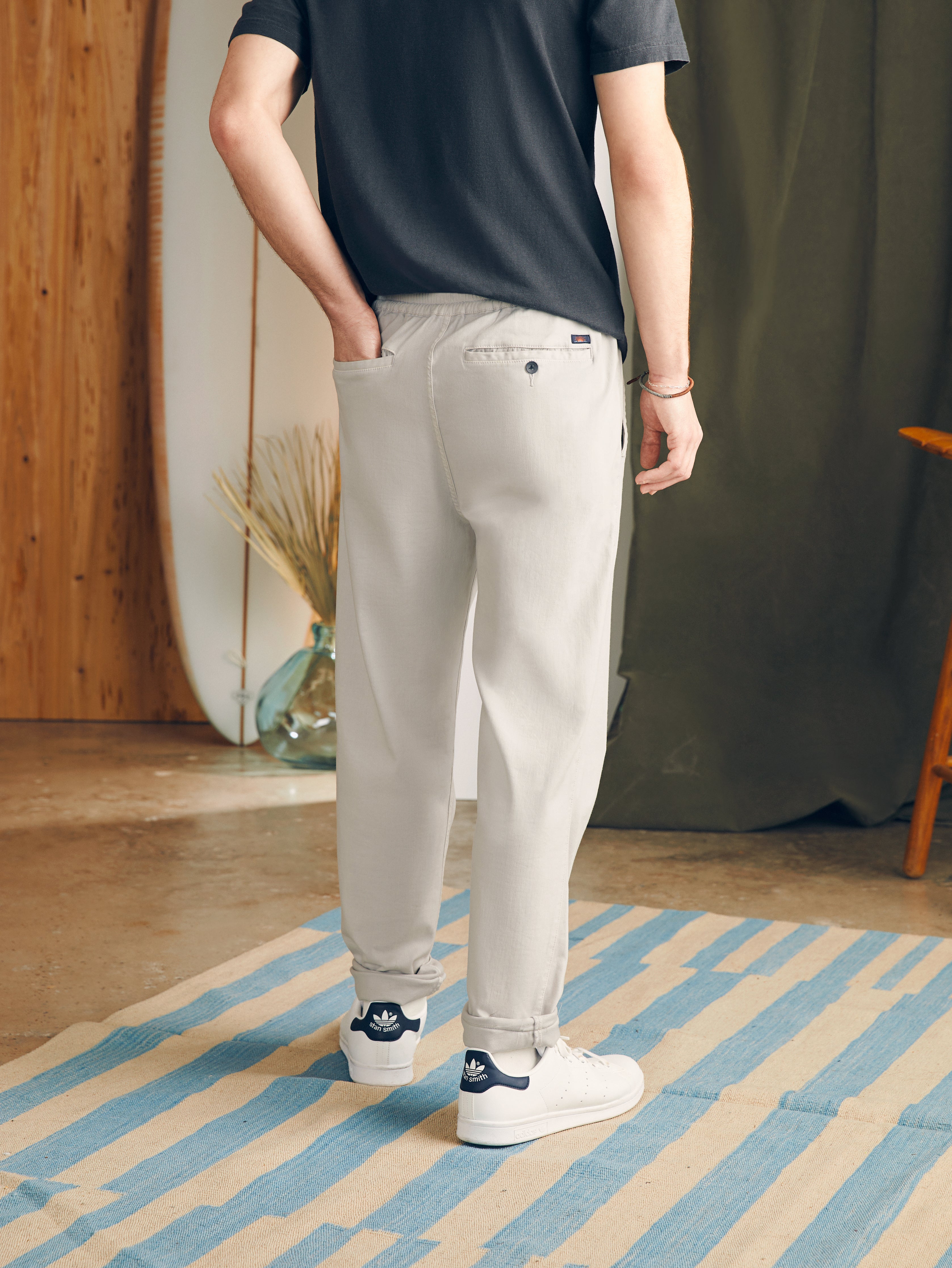 Shop Faherty Essential Drawstring Pants In Birch