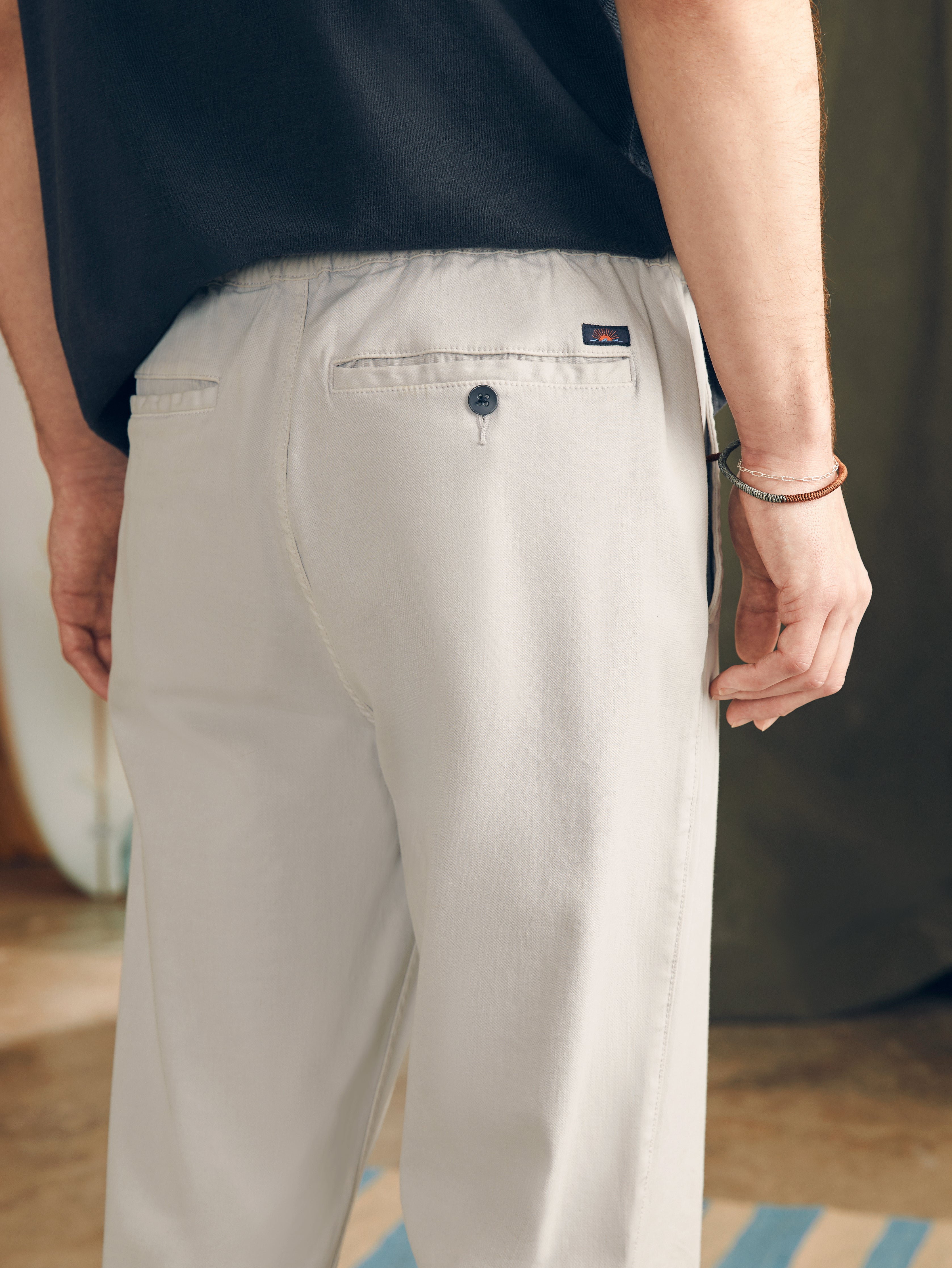 Shop Faherty Essential Drawstring Pants In Birch