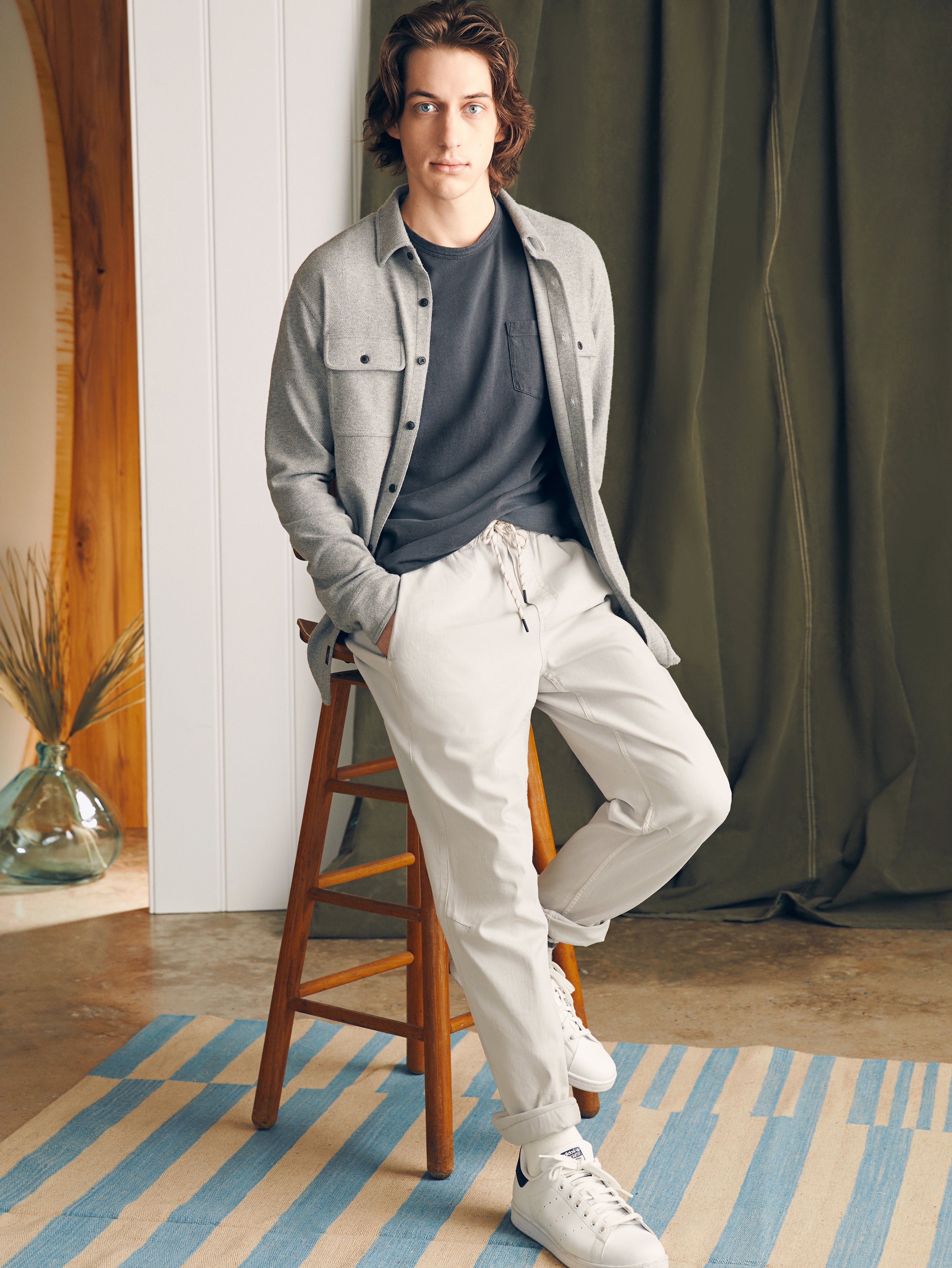 Shop Faherty Essential Drawstring Pants In Birch