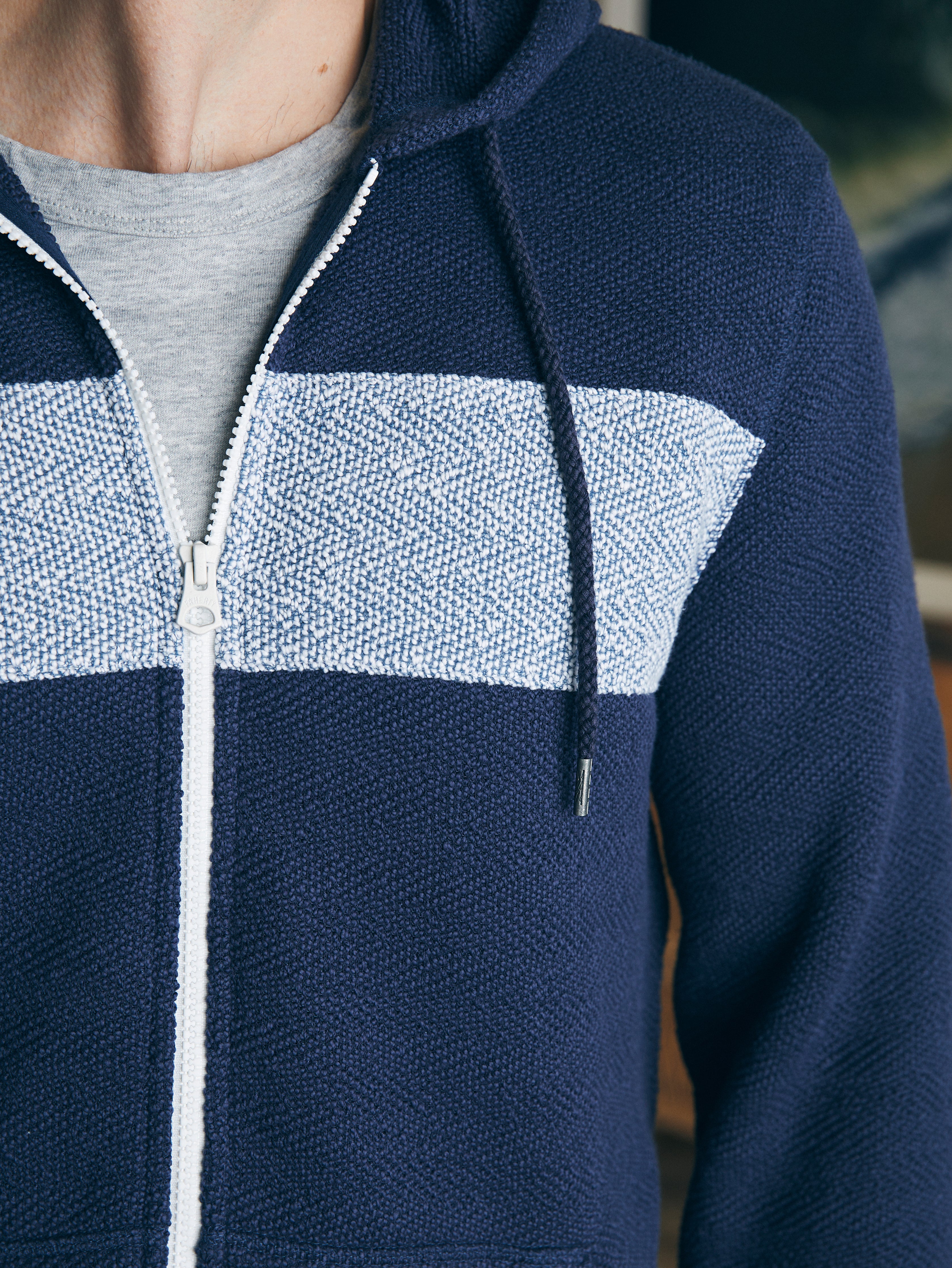 Shop Faherty Whitewater Full Zip Hoodie In Blue Nights Surf Stripe