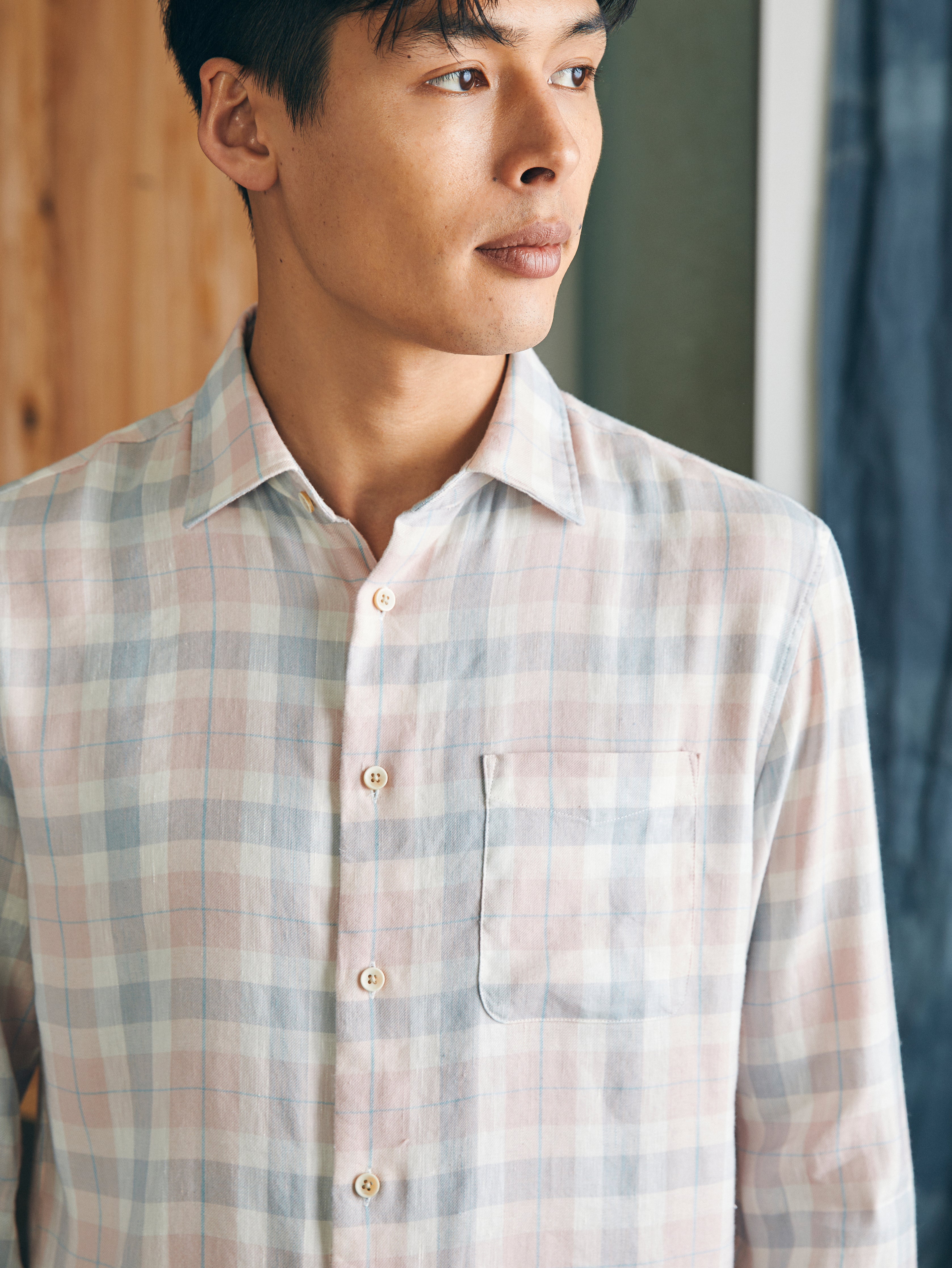 Shop Faherty Weekend Blend Shirt In Mauve Field Plaid