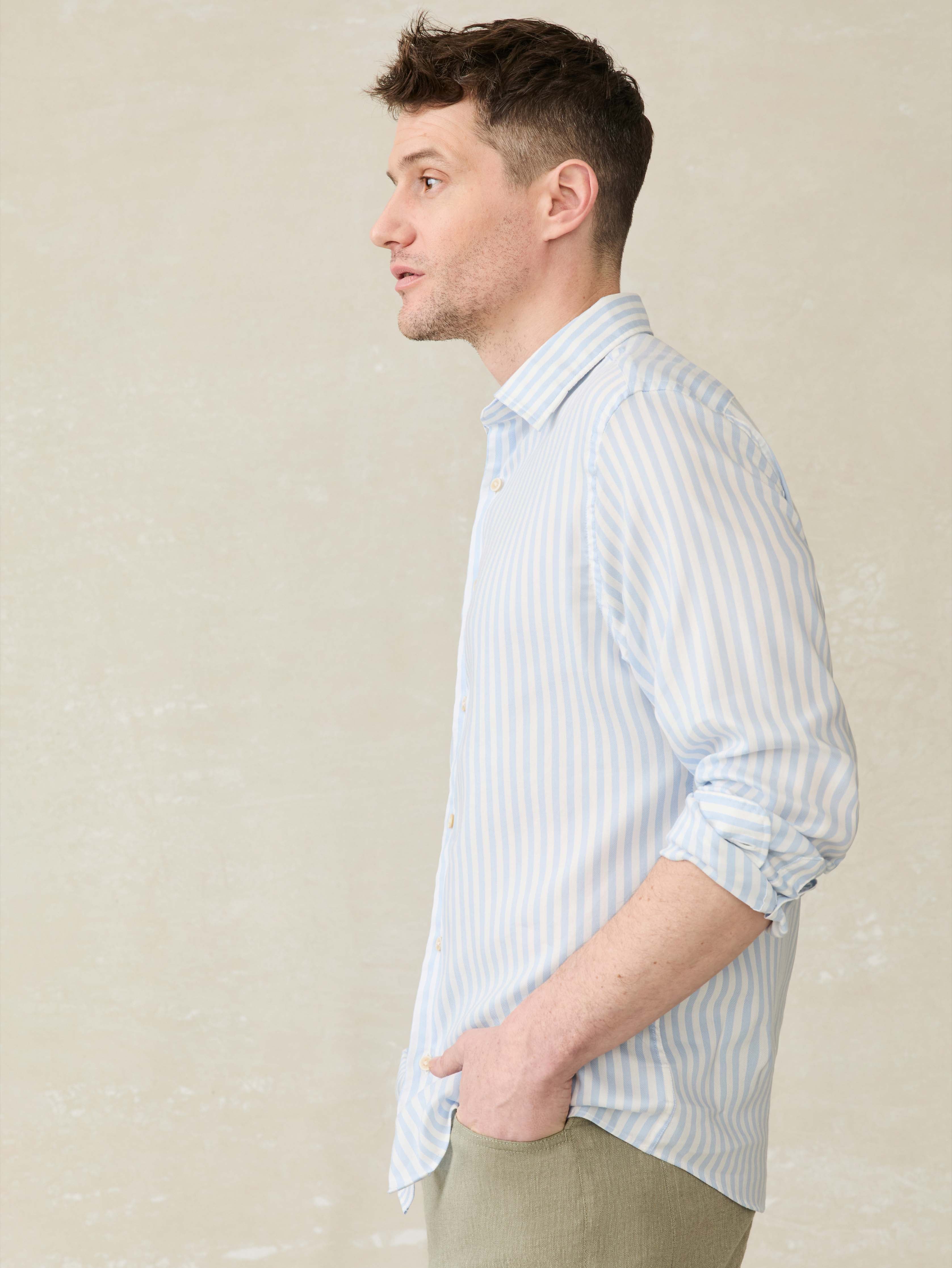 Faherty Movement™ Monterey Shirt In Blue Cape Stripe