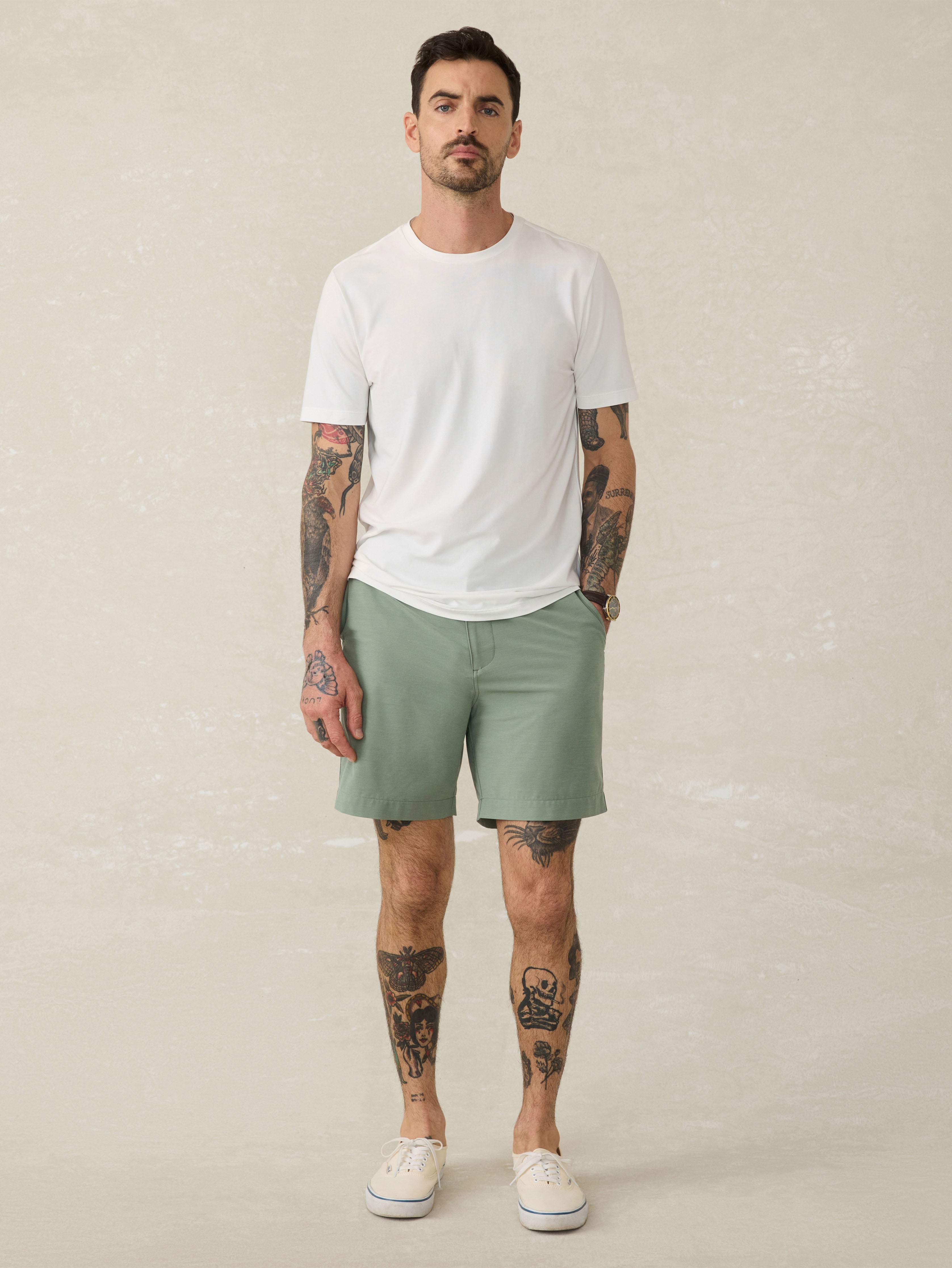 Faherty All Day 2.0 9 Shorts In Trail Olive