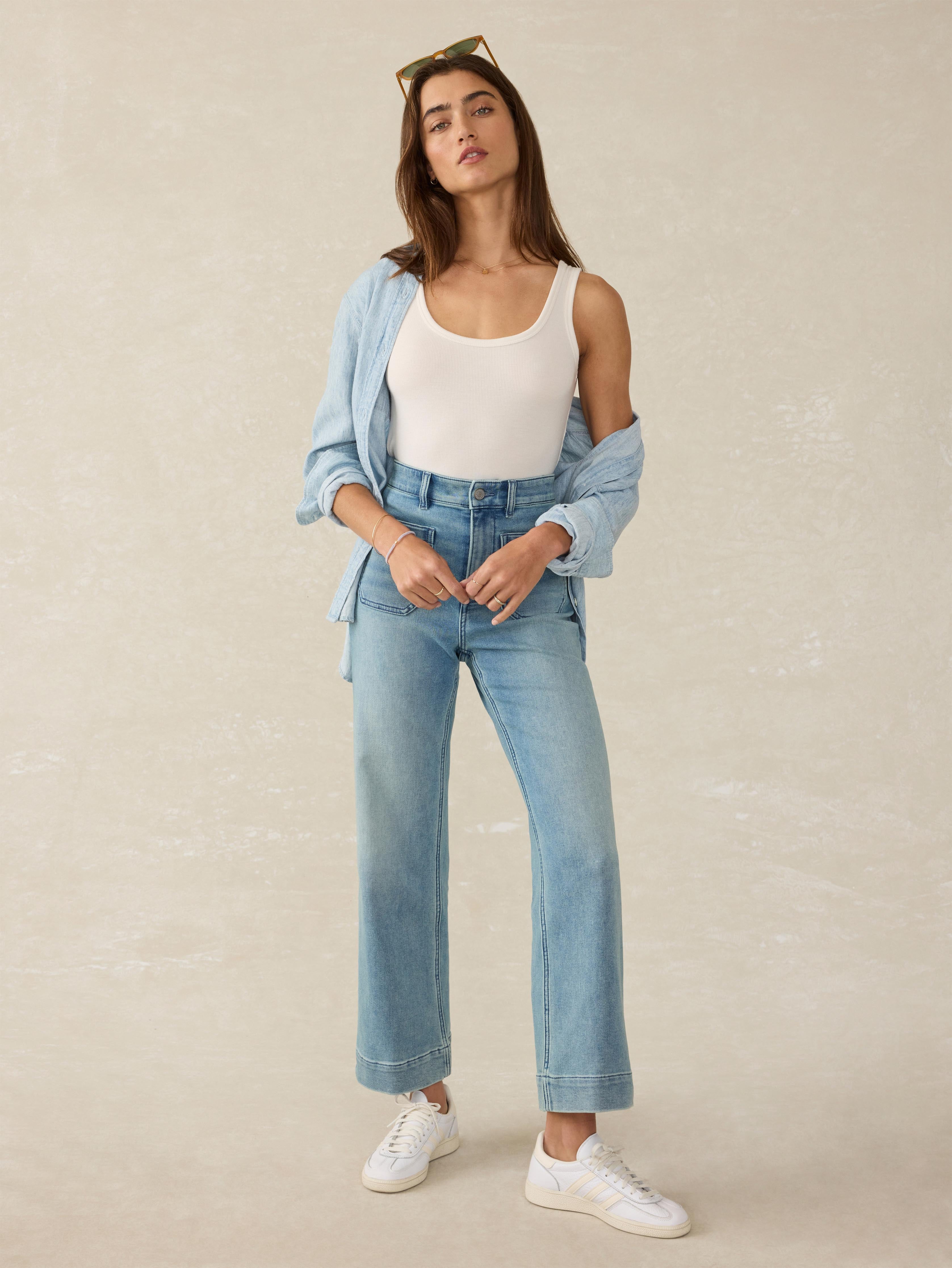 Faherty Stretch Terry Patch Pocket Ankle Pants In Eastern Shore Wash