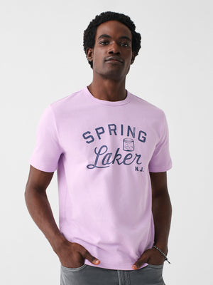 Faherty Spring Lake Short-Sleeve Crew Lakers T-Shirt - Faded Lilac, Medium, Cotton