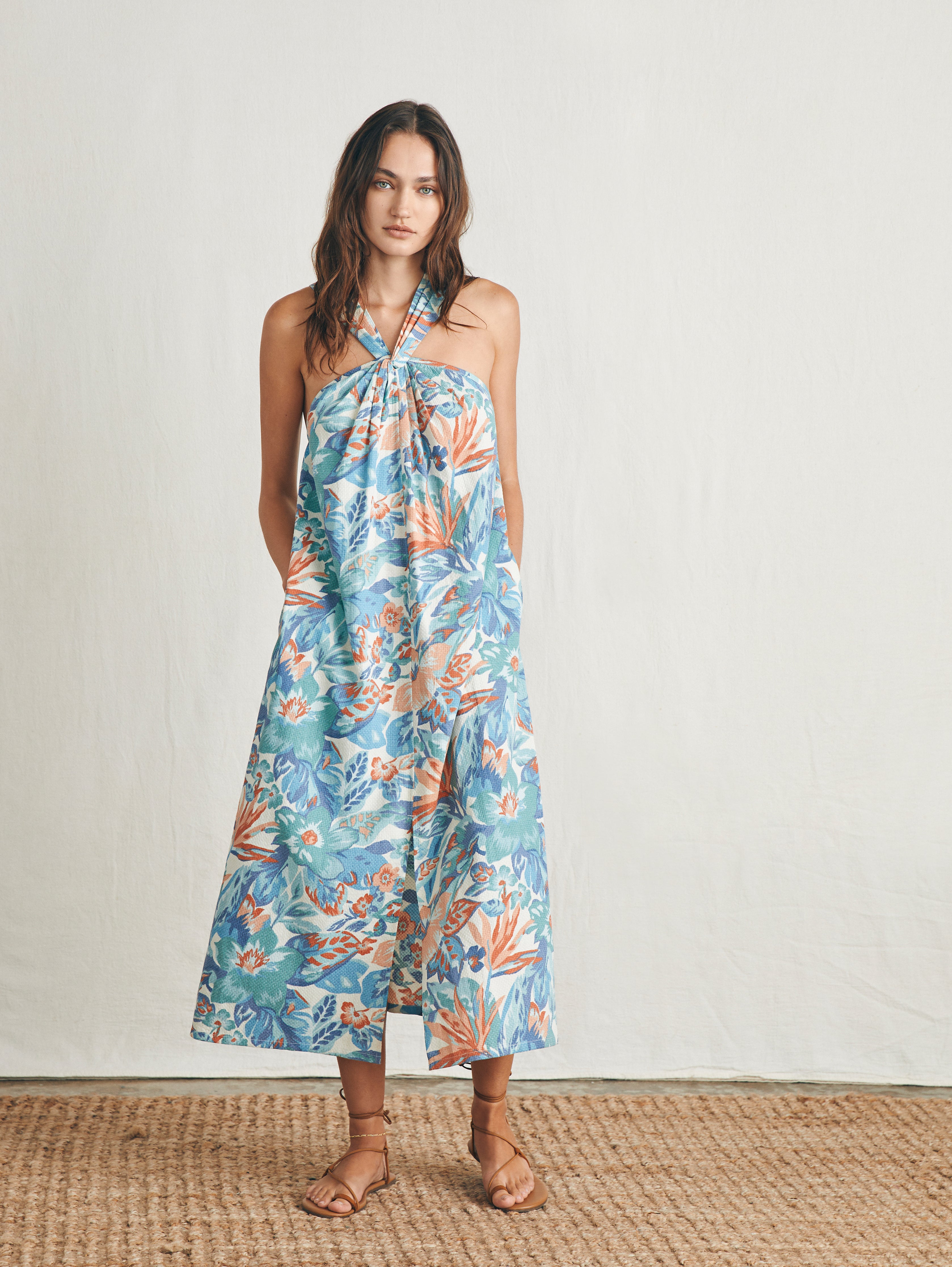 Shop Faherty Bay Twist Dress In Paradise Blossom Floral