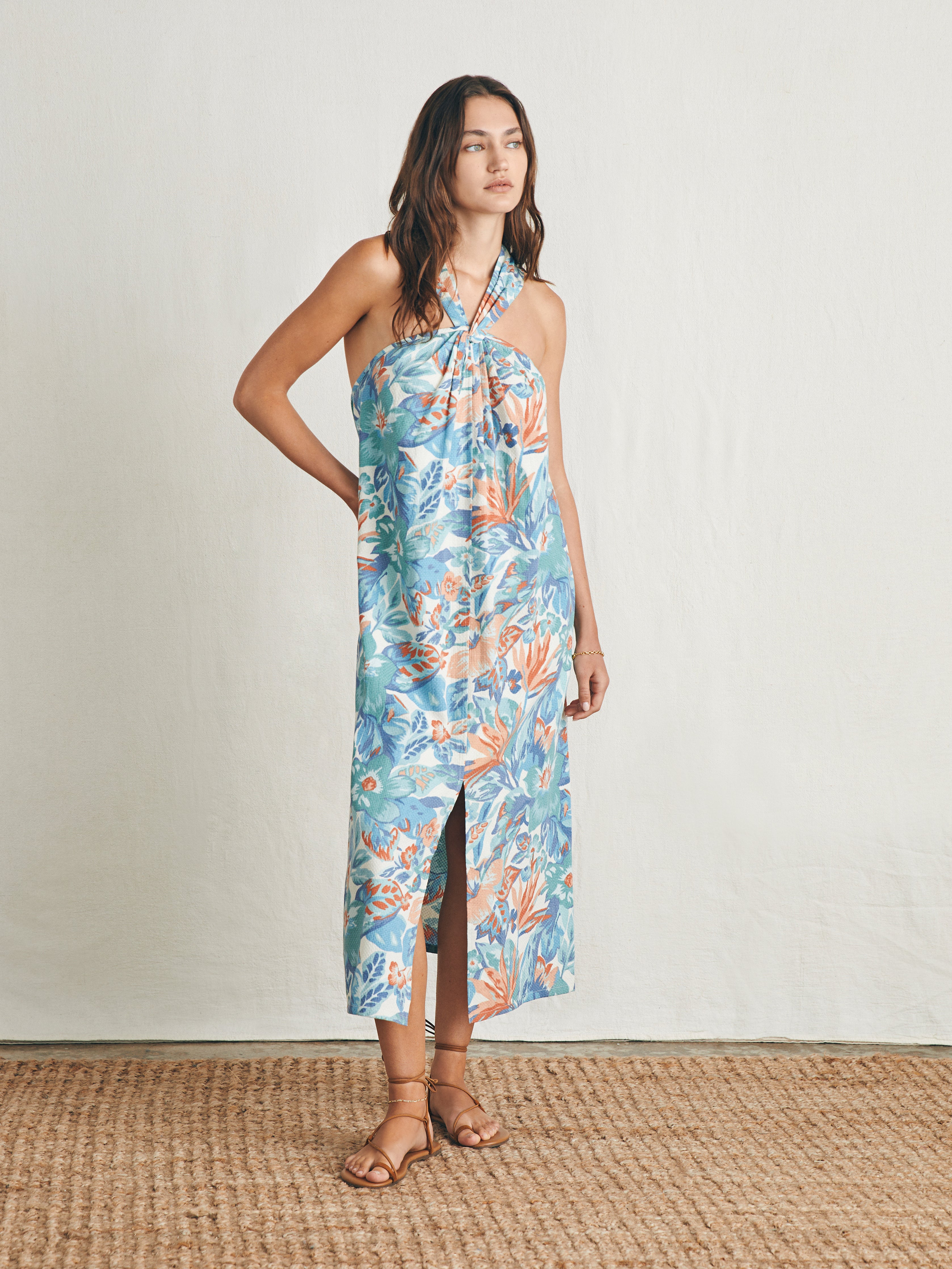 Shop Faherty Bay Twist Dress In Paradise Blossom Floral