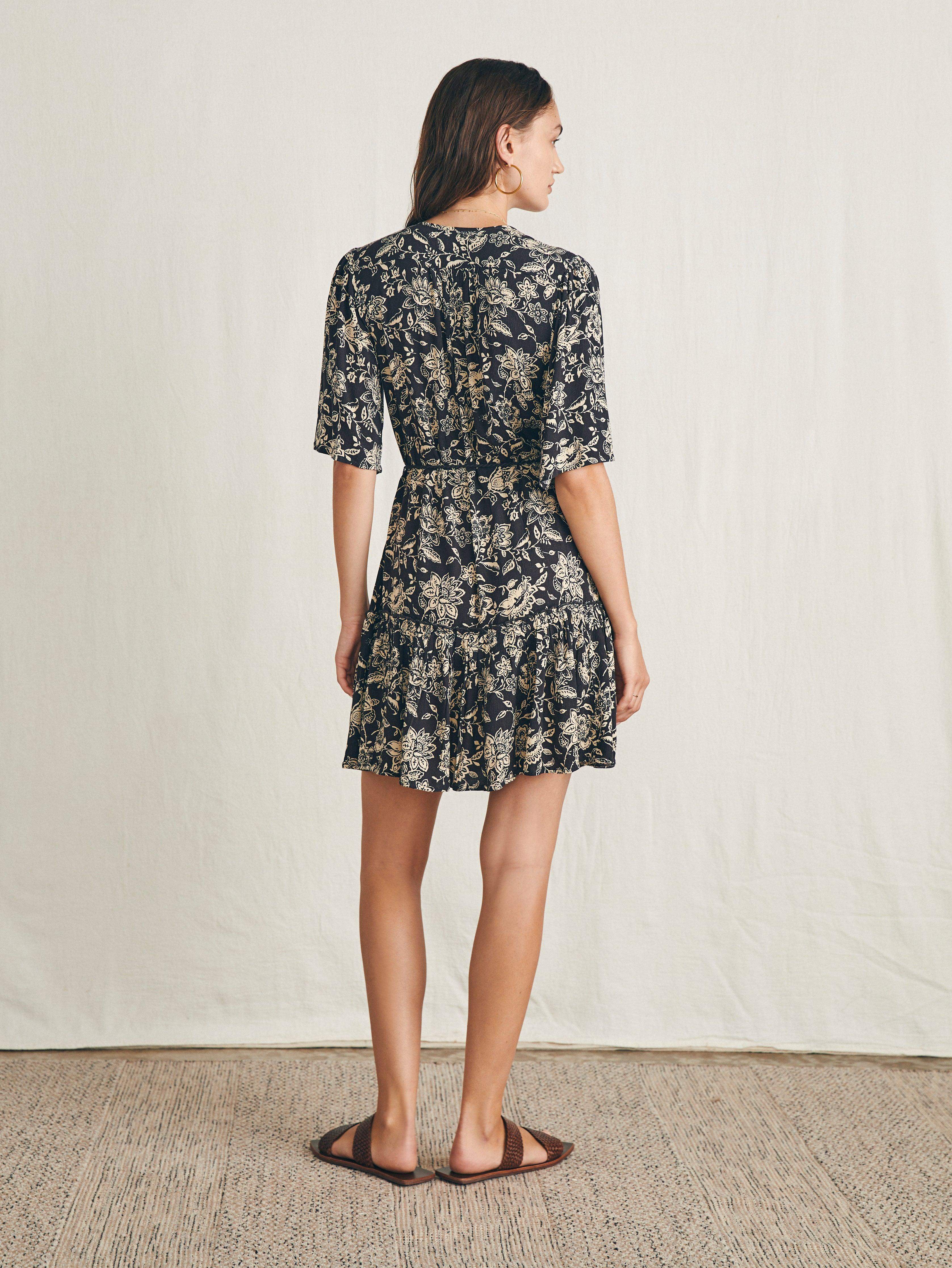 Shop Faherty Orinda Mini Dress In Charcoal Chiyoda Floral