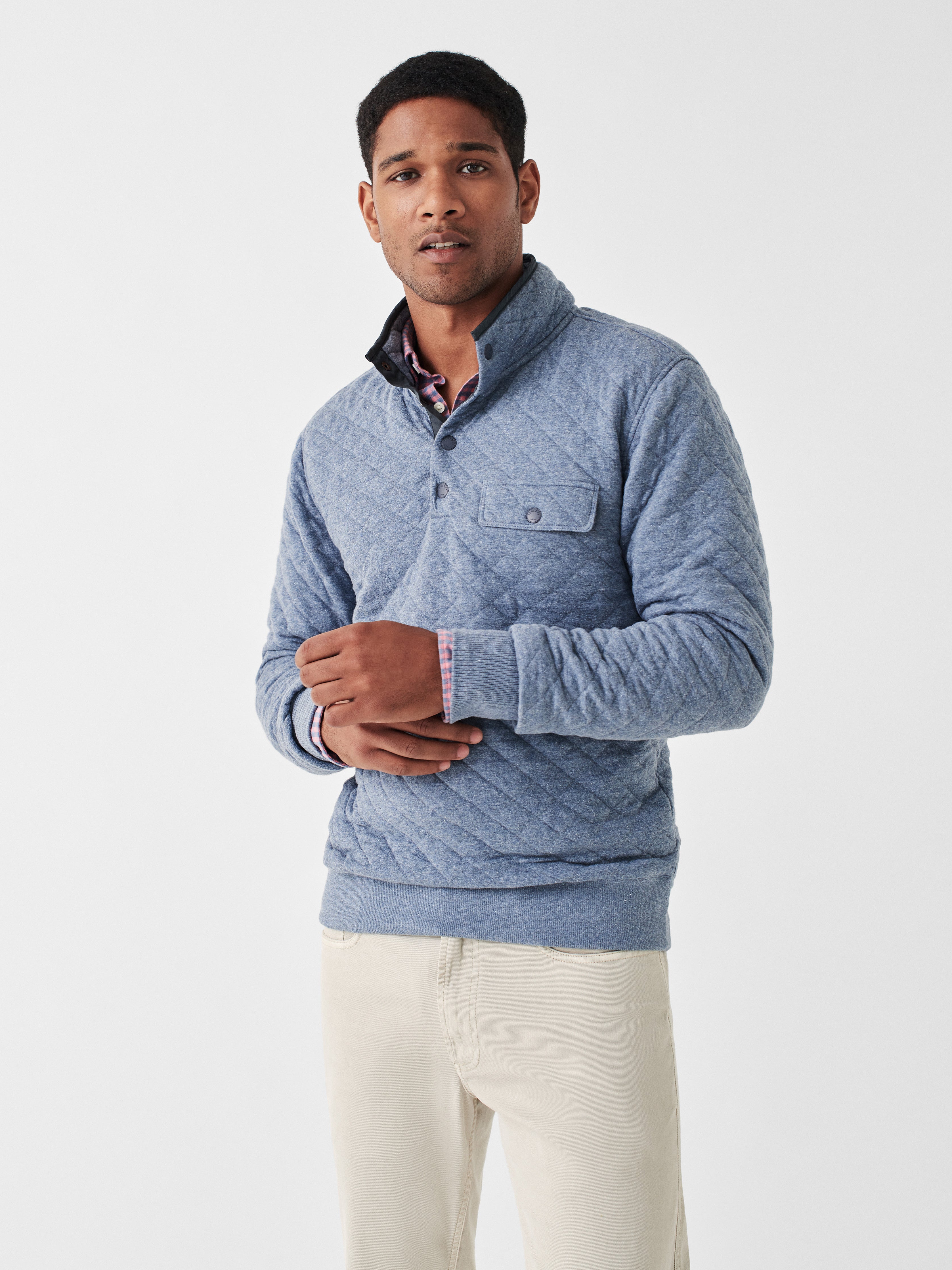 Epic Quilted Fleece Pullover - Faded Blue Heather | Faherty Brand