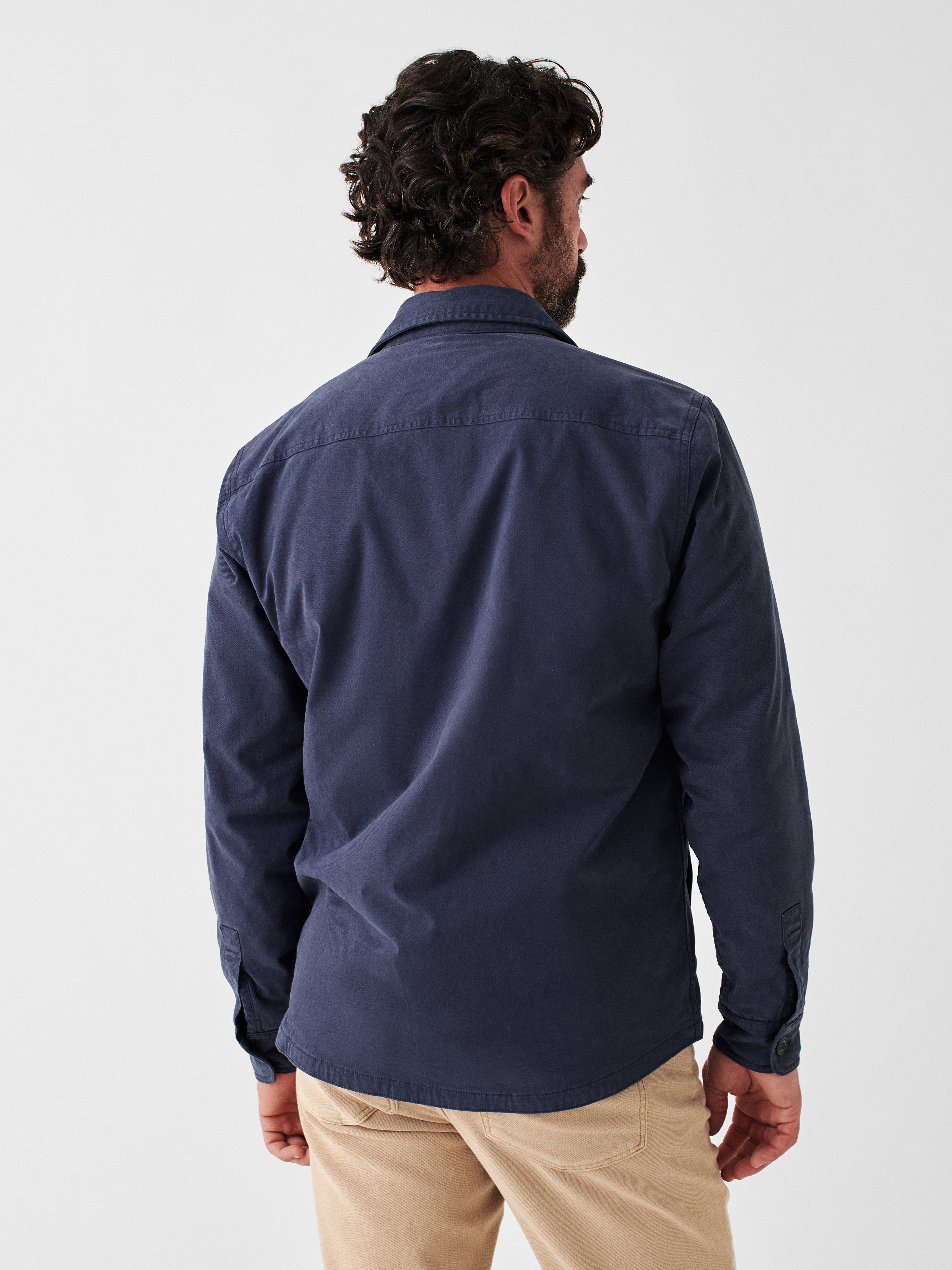Faherty Stretch Blanket Lined Cpo Jacket In Washed Black In Blue | ModeSens