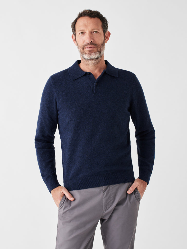 Jackson Hole Long-Sleeve Sweater Polo - Navy Heather | Faherty Brand