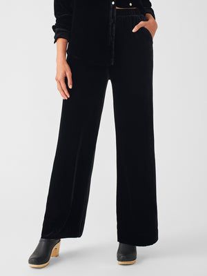 Pure Collection Silk Blend Velvet Palazzo Trousers Black at John Lewis   Partners