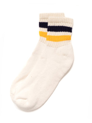 American Trench Retro Quarter Crew Sock   Navy Gold   Faherty Brand